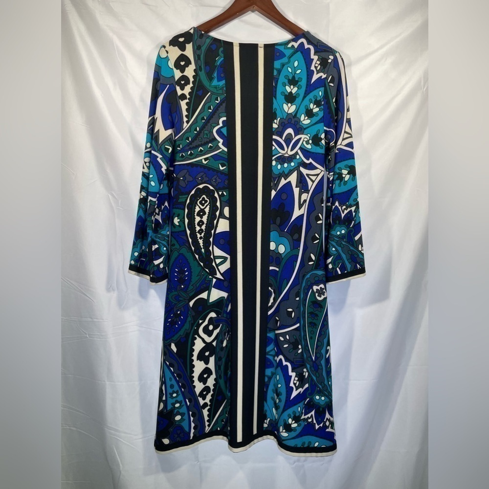 Forever Dress Paisley Print Womens Three Quarter Sleeve Flowy Floral Size Medium - Picture 2 of 7